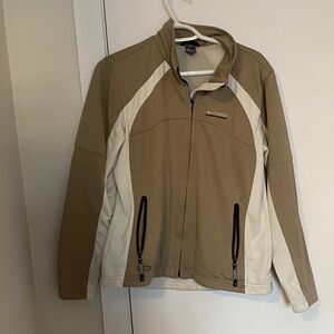 Hybrid & Company Embroidered Logo Jacket in Tan with Black Accent